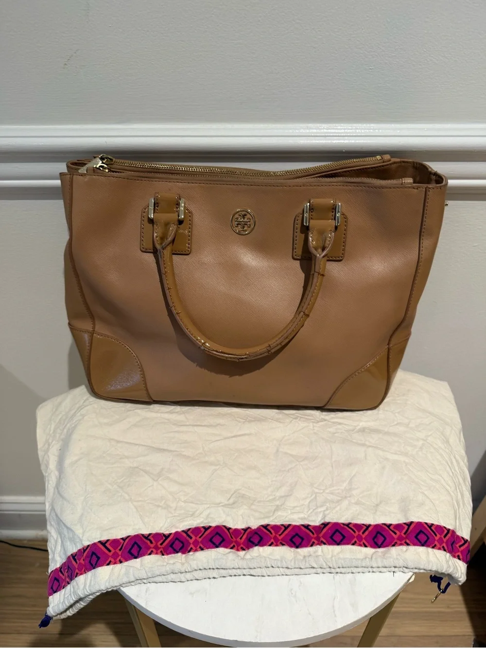Tory Burch Robinson Double Zip Tote Tan